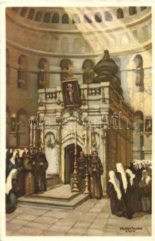 Jerusalem, Holy Tomb, interior; Klösz Coloroffset s: Hollós Endre