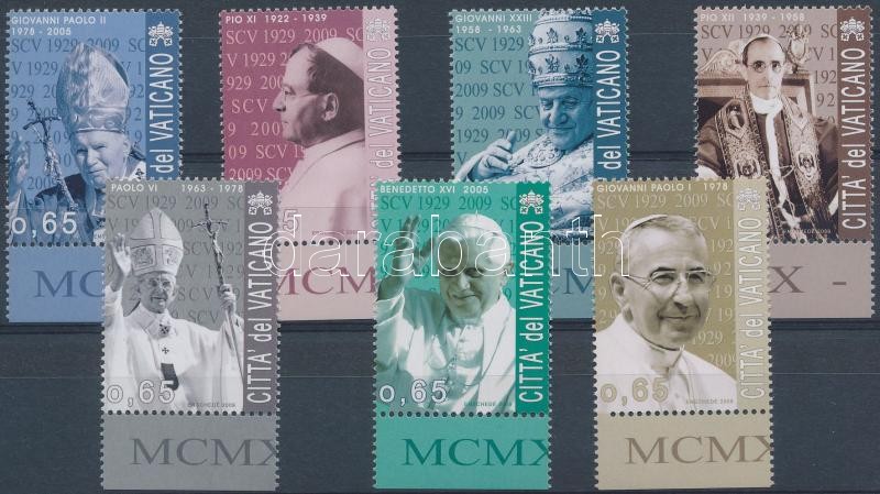80th anniversary of Vatican margin set, 80 éves a Vatikán ívszéli sor, 80 Jahre Vatikanstadt Satz mit Rand
