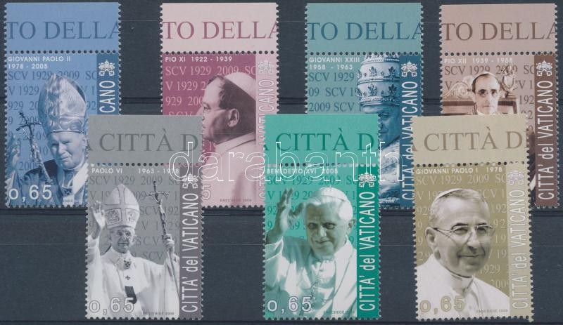 80th anniversary of Vatican margin set, 80 éves a Vatikán ívszéli sor, 80 Jahre Vatikanstadt Satz mit Rand