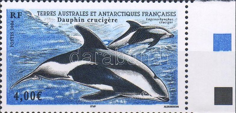 Delfin ívszéli bélyeg, Dolphins margin stamp, Delphin Marke mit Rand