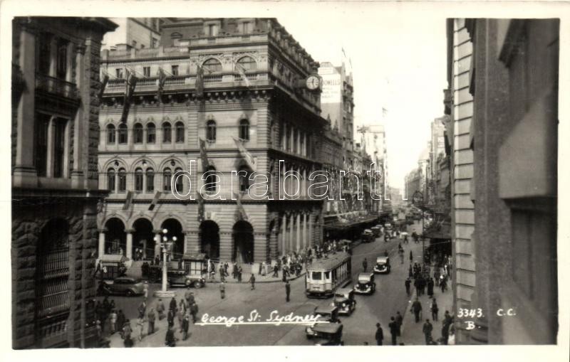 Sydney, George Street, tram, automobiles