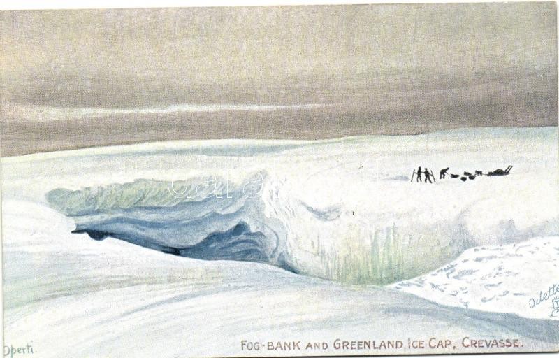 Greenland Ice cap, fog bank, Crevasse, Raphael Tuck &amp; Sons Oilette 7484. s: Operti