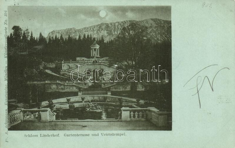 1898 Ettal; Schloss Linderhof, Gartenterasse, Venustempel / castle, garden, temple; Fr. A. Ackermann Künstlerpostkarte No. 376.