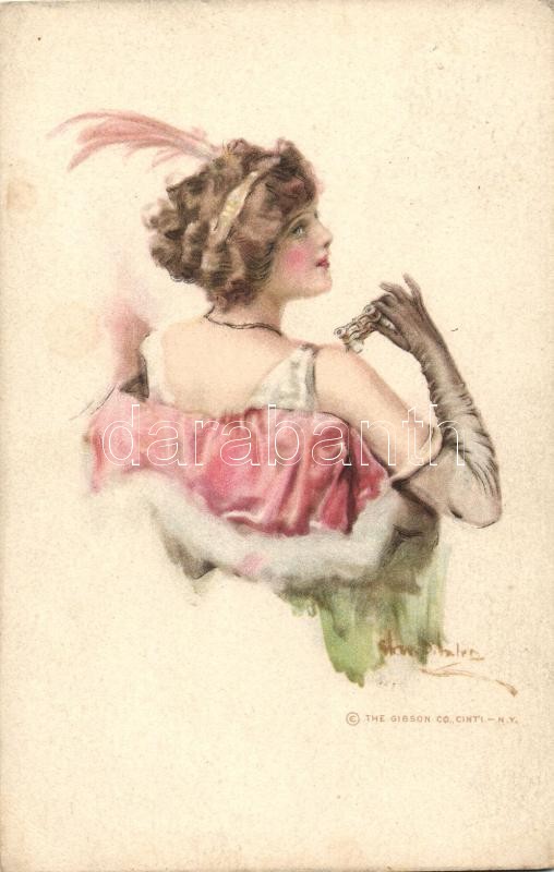 Lady, The Gibson Art Co., artist signed, Hölgy, The Gibson Art Co., szignós