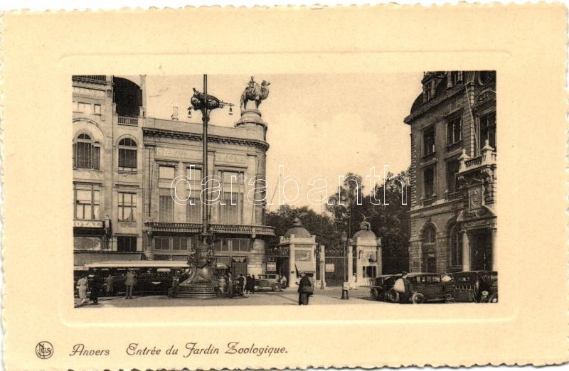 Antwerp, Anvers; entry of the Zoological Garden, automobiles