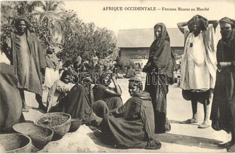 African Occidentale / West African folklore, Moorish women, market place, Nyugat-afrikai folklór, piac, mór asszonyok