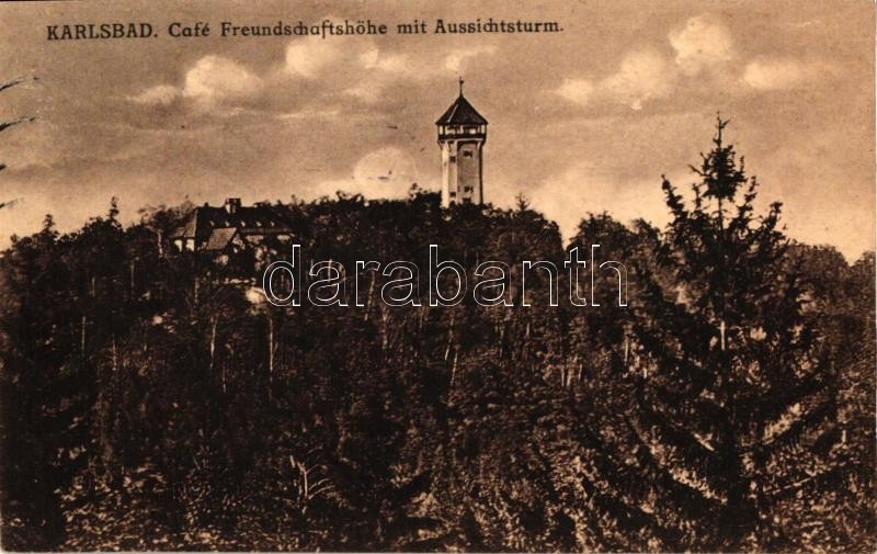 Karlovy Vary, Karlsbad; Cafe Freundschaftshöhe, Aussichtsturm / cafe, lookout tower