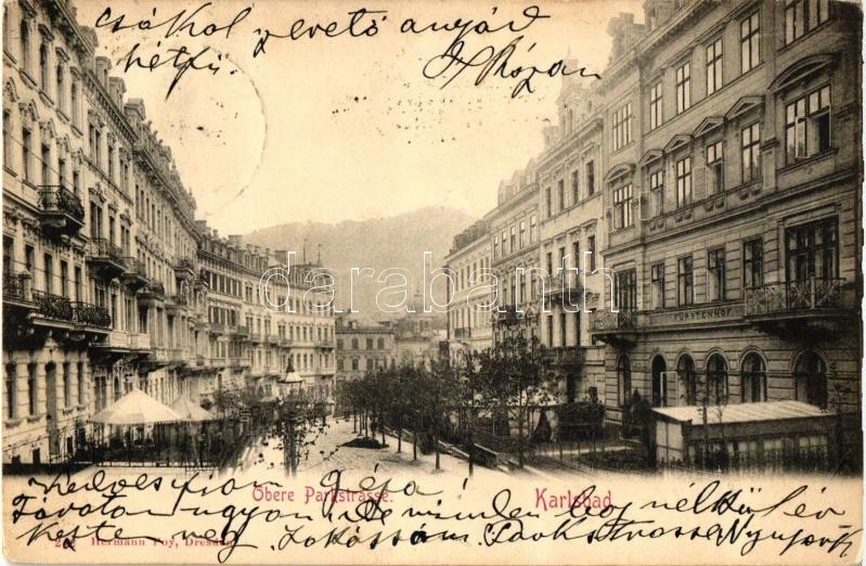 Karlovy Vary, Karlsbad; Obere Parkstrasse, Fürstenhof / street