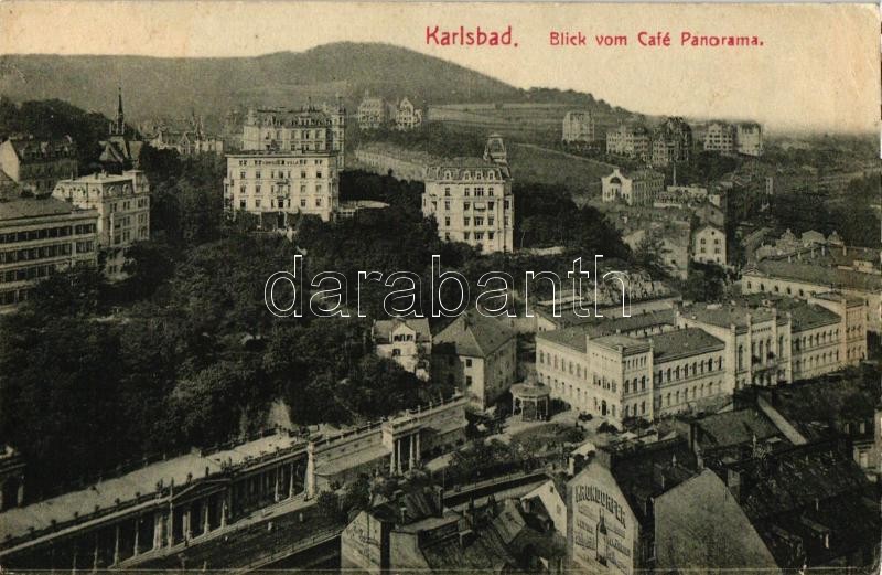 Karlovy Vary, Karlsbad; Cafe Panorama, shop of Krondorfer