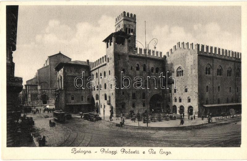 Bologna, Palazzi Podesta, Re Enzo / palace, tram