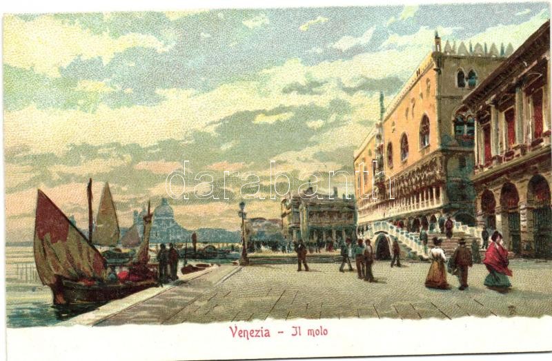 Venice, Venezia, Il molo, litho