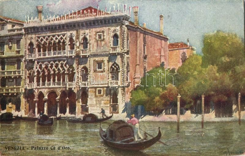 Venice, Venezia; Palazzo Ca d'Oro / palace, A. Scrocchi 2575-6. , artist signed