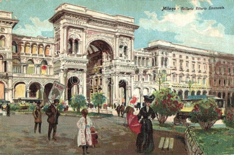 Milan, Milano; Galleria Vittorio Emanuele, litho