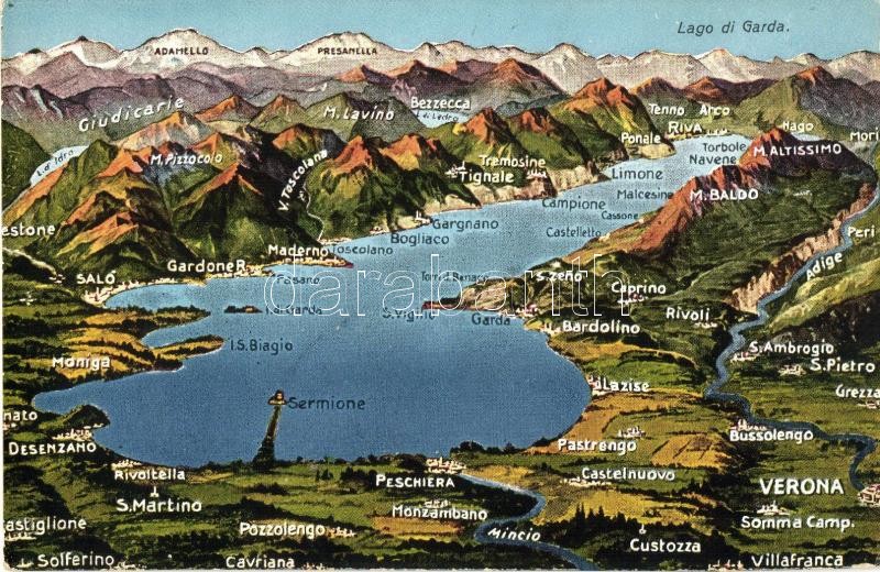 Lago di Garda, Lake Garda, map