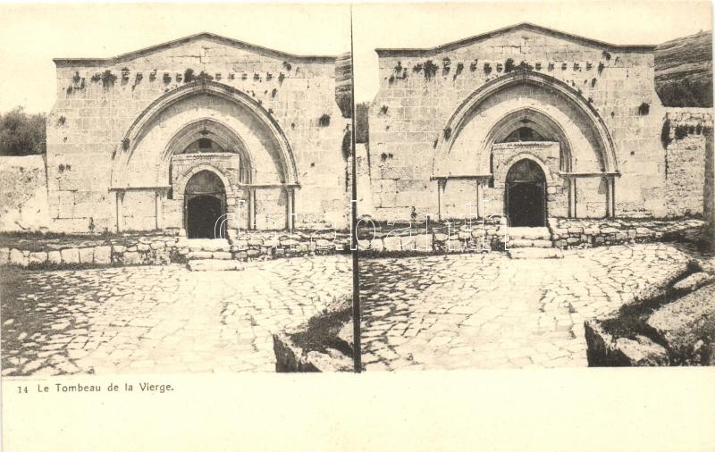 Bethlehem, Bethléem; Tombeau de la Vierge / virgin's tomb, stereo postcard