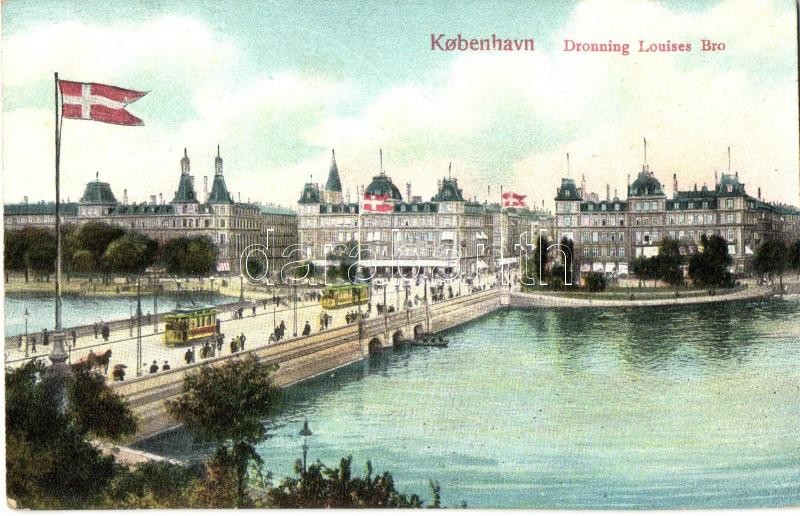 Copenhagen, Kobehavn; Dronning Louises Bro / bridge, trams