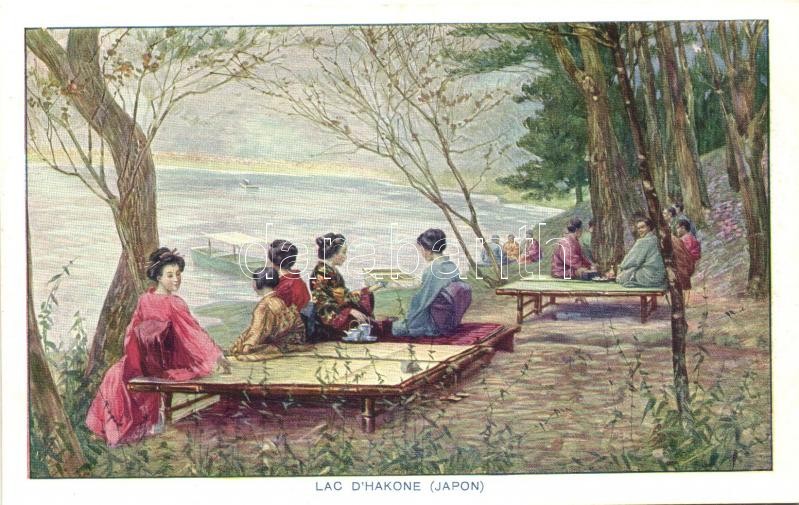 Hakone lake, geishas