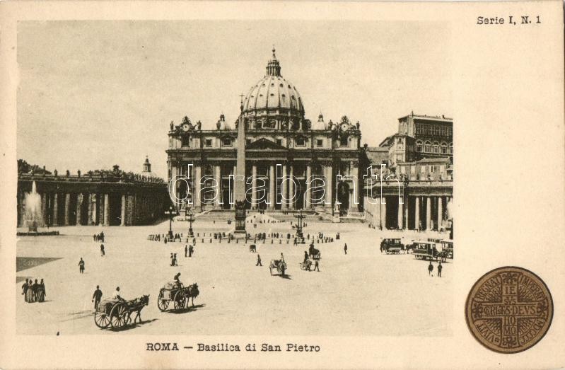 Rome, Roma; Basilica di San Pietro, Commemorative postcard on the backside