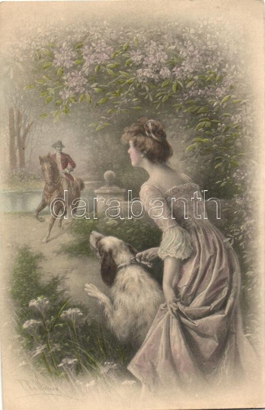 Lady, dog, horseman, M. Munk Vienne Nr. 580. s: R.R.v. Wichera