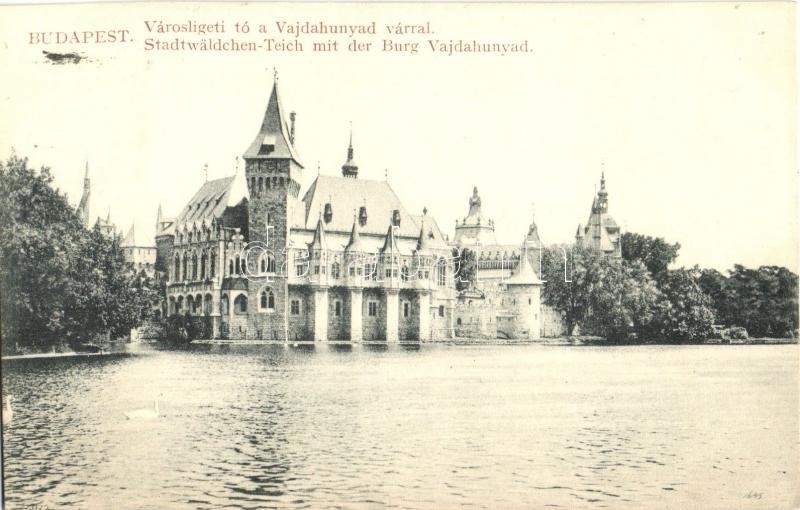 Budapest XIV. Stadtwäldchen-Teich mit der Burg Vajdahunyad, Budapest XIV. Városligeti tó a Vajdahunyad várral