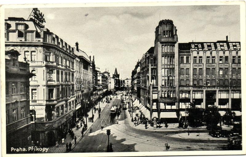 Prague, Prag, Praha; Prikopy / square, tram