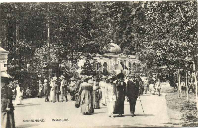 Marianske Lazne, Marienbad; Waldquelle / spring, shop of J.F. Langhans