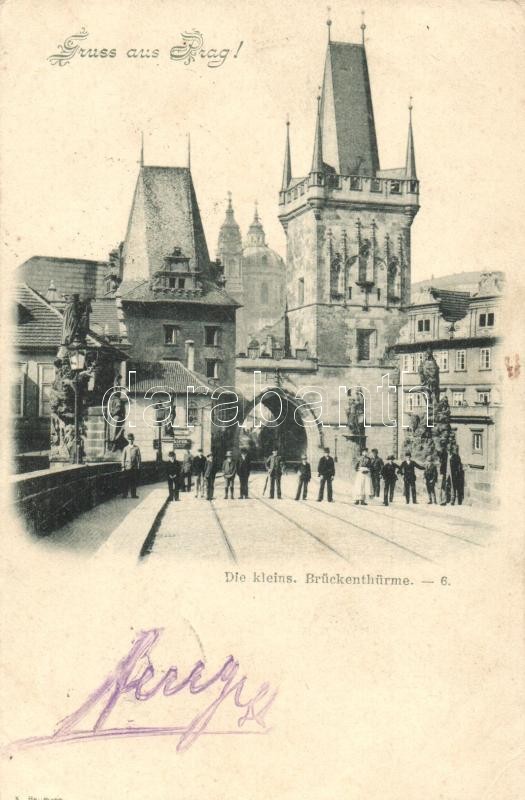 1898 Prague, Prag; kleins. Brückenthürme / bridge tower