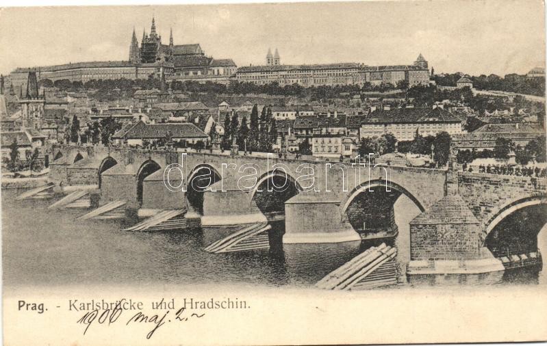 Prague, Prag; Karlsbrücke, Hradschin / bridge, castle