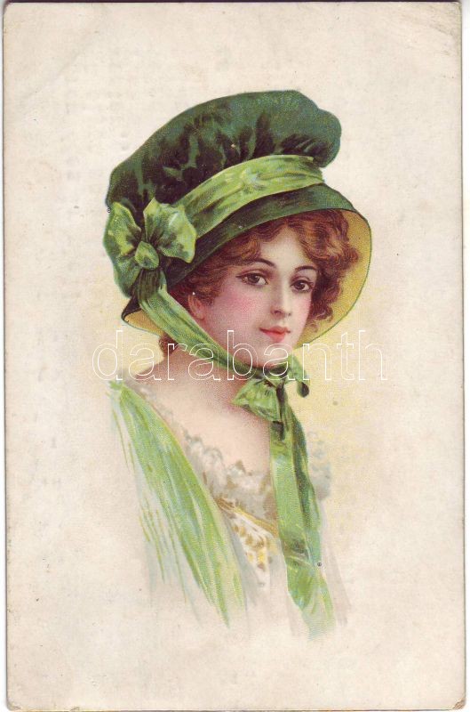 Lady with hat litho, Hölgy kalapban litho