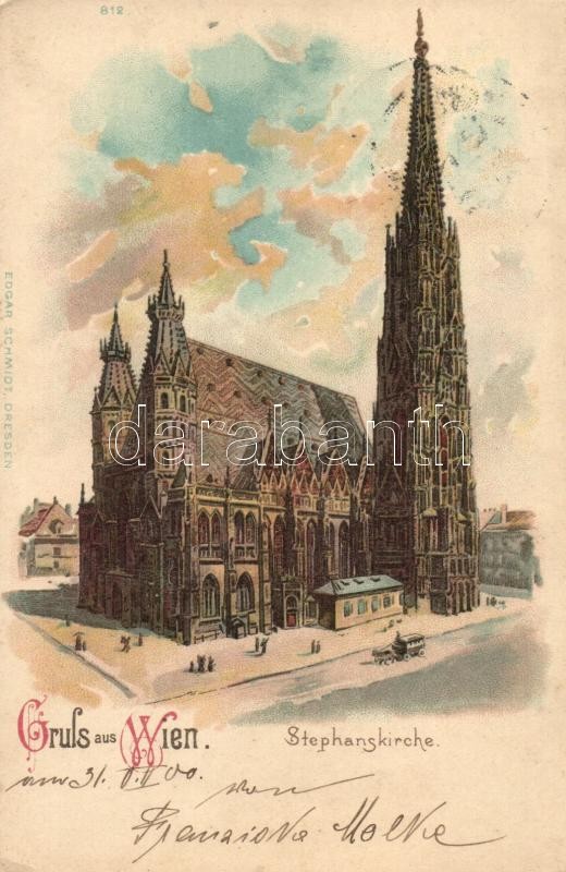 Vienna, Wien I. Stephanskirche / church, litho