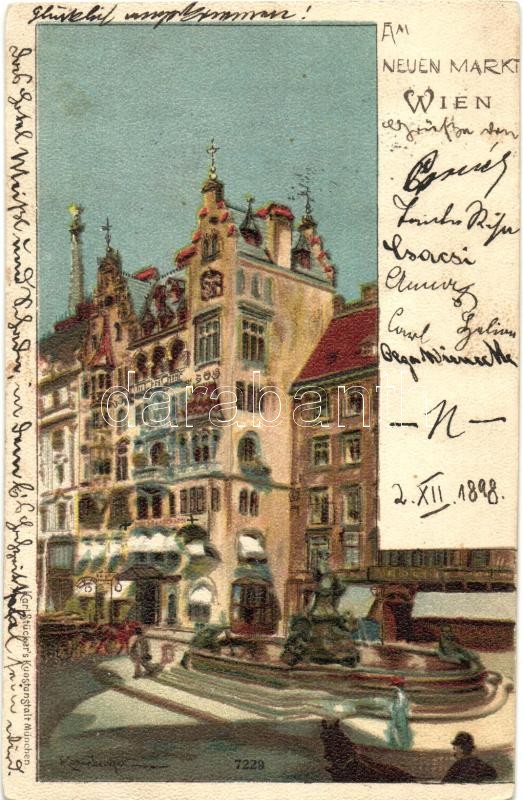1898 Vienna, Wien; market, litho