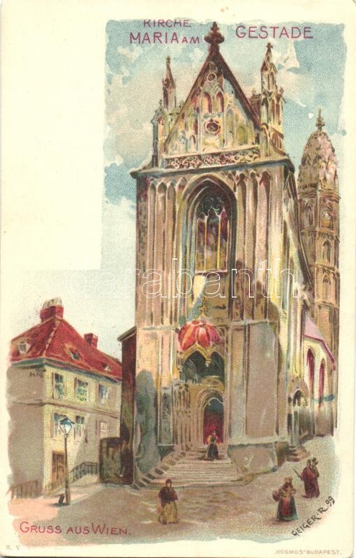 Vienna, Wien; Kirche Maria am Gestade / church, litho s: Geiger