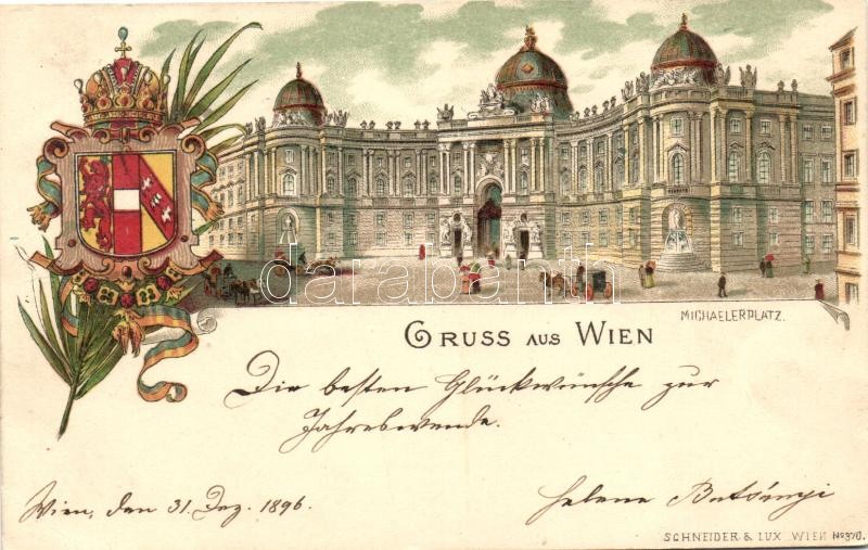 1896 Vienna, Wien; Michaelerplatz, litho