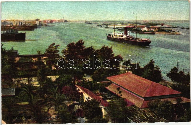 Port Said, Entry to Suez Canal, steamship