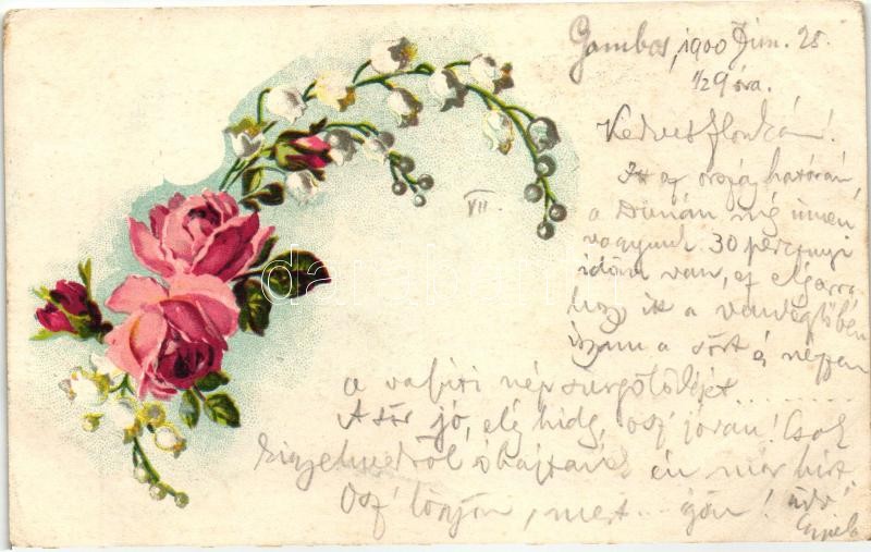 Virágos üdvözlő lap, Floral greeting card