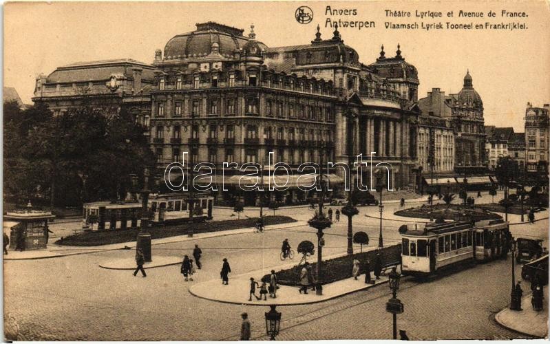 Antwerp, Anvers; Theatre Lyrique, Avenue de France, trams