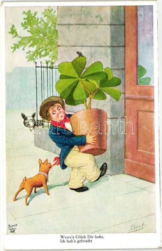 Child, humour, dogs, Wohlgemuth &amp; Lissner's Primus Postkarte &quot;Liebhaber-Sammelmappe&quot; No. 1279. 3. Darft. s: Bert
