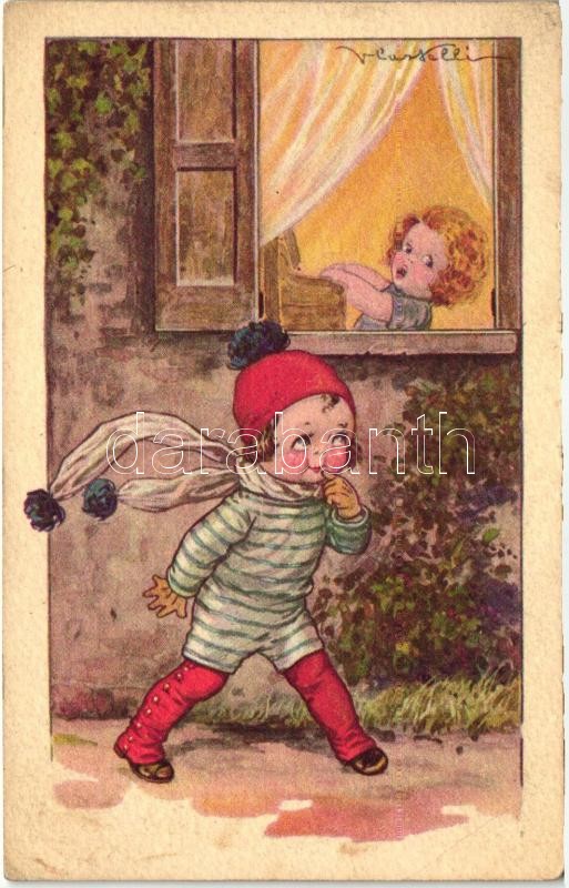 Italian art postcard, children, 518-6. s: V. Castelli