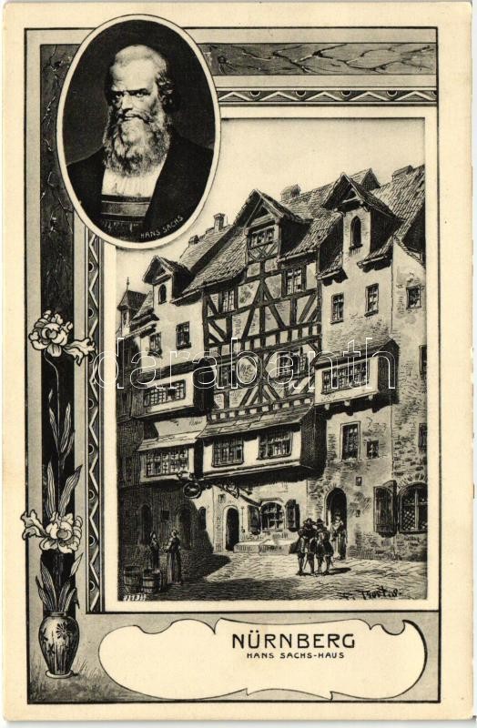 Nürnberg, Hans Sachs-Haus, floral Art Nouveau; Hermann Martin Kunstverlag 21339. s: F. Trost