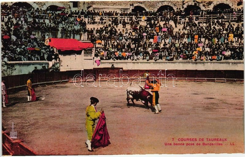 7. Courses de Taureaux, Une bonne pose de Banderilles / bullfighting, toreador, Bikaviadal, torreádor