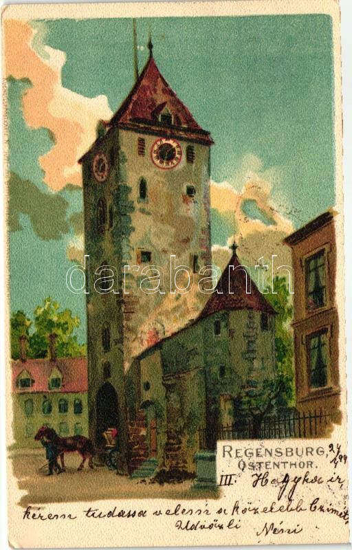 1899 Regensburg, Ostenthor / gate; litho