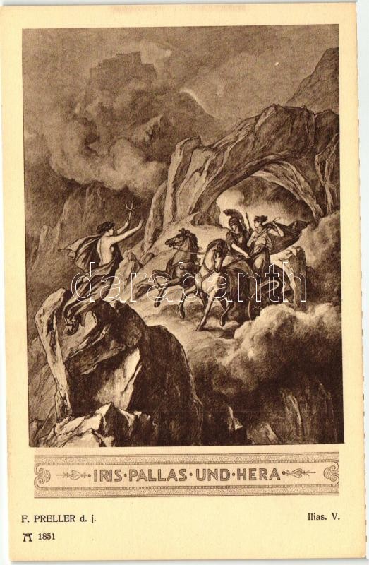 Iris, Pallas and Hera, Ilias V.; F.A. Ackermann's Kunstverlag Serie 154: Preller, Ilias 12 Karten s: F. Preller