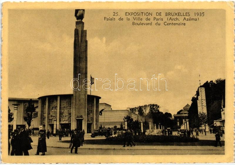 1935 Brussels, Bruxelles; Exposition, Centenarium Boulevard, Paris city villa, automobile