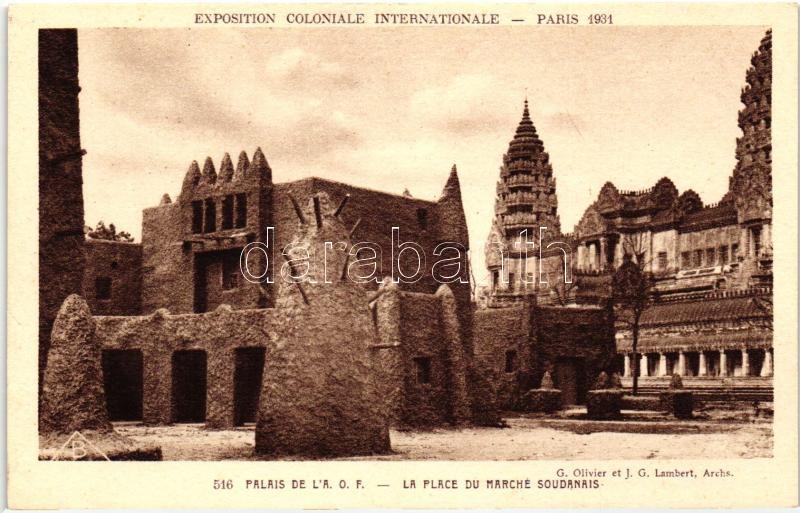 1931 Paris, Exposition Coloniale Internationale; Sudanese market place, Palace of A.O.F.
