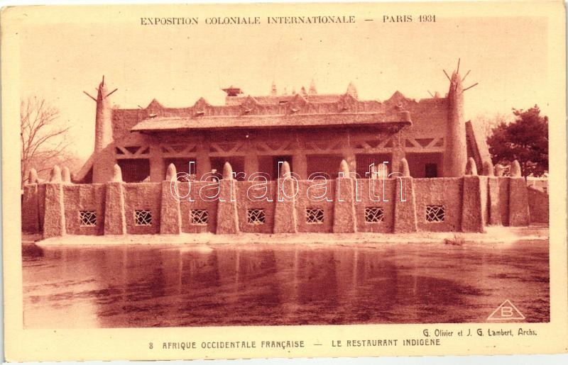 1931 Paris, Exposition Coloniale Internationale; African restaurant