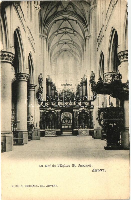 Antwerp, Anvers; La Nef de l'Eglise St. Jacques / church interior