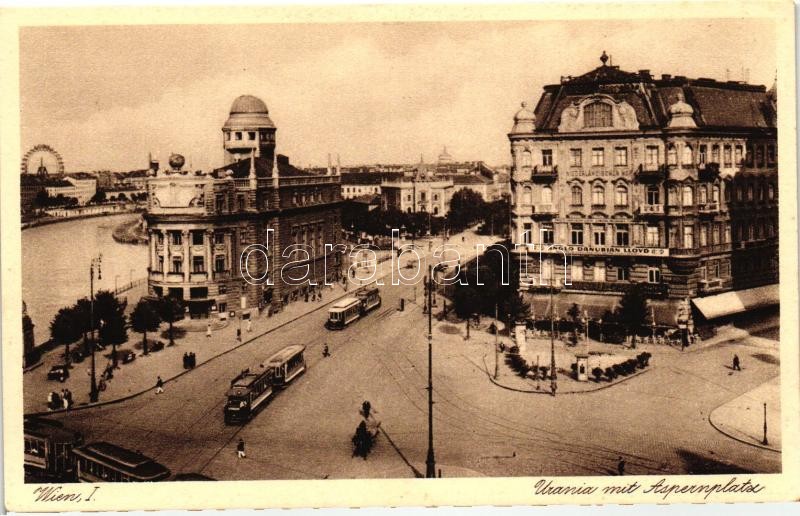 Vienna, Wien I. Urania, Aspernplatz / square, trams, Anglo Danubian Lloyd