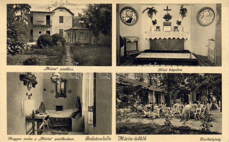 Balatonlelle, Mária üdülő, Mária Pavillon, Házi kápolna, Magyar szoba, belső