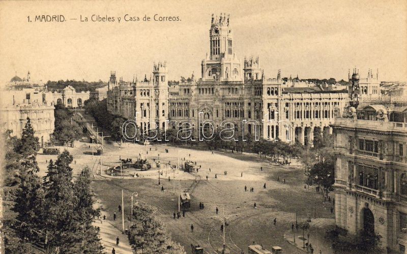 Madrid, Plaza de Cibeles, Casa de Correos / square, post office, trams