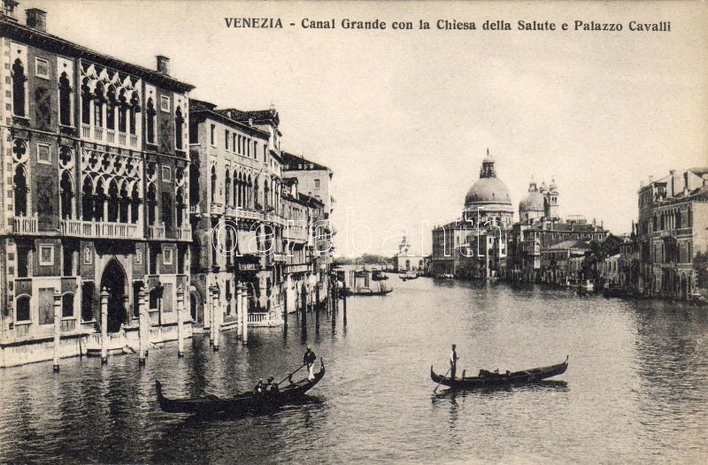 Venice, Venezia; Canal Grande, Chiesa della Salute, Palazzo Cavalli / church, square, boats